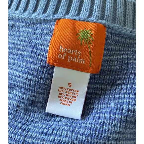 HEARTS OF PALM Womens Size Small Blue 3/4 Sleeve V Neck Animal Print Sweater - Picture 6 of 6